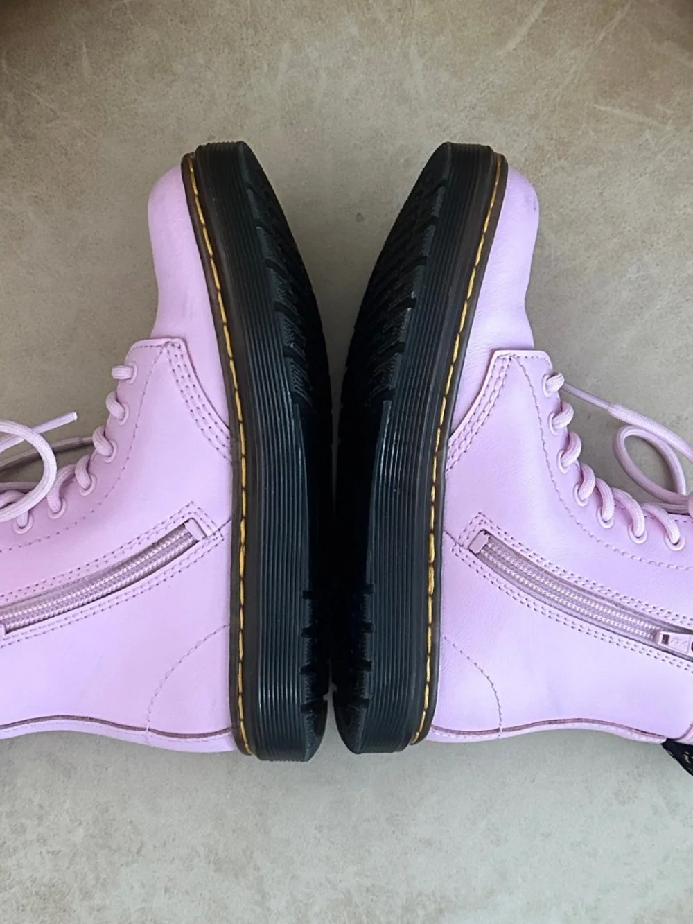 Dr. Martens Zavala J Leather Combat Boots Pale Pink Girls Size 13 Edgy Fun